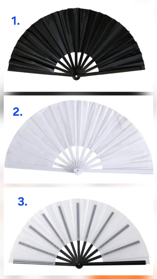 1 grande ventilador dobrável branco preto linha de dança portátil palmas pop - Imagem 1 de 1