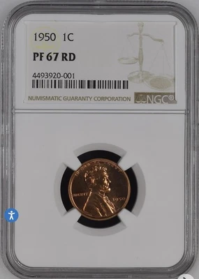 1950 Lincoln Cent NGC Proof 67 Red - Image 1 of 2