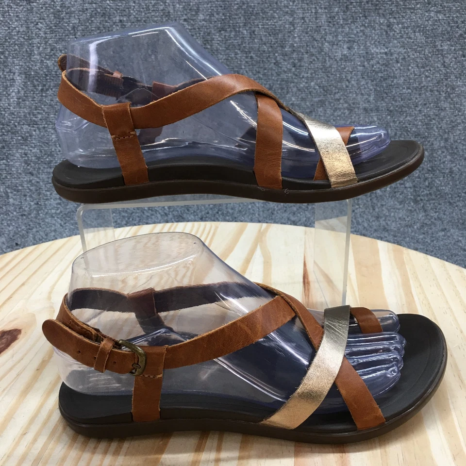 OluKai Sandals Womens 7 Upena Strappy Brown Leather Casual Buckle Slingback - Image 1 of 4