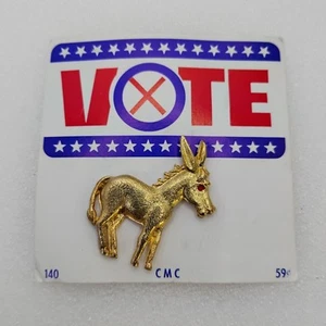 Vintage Demokrat Esel Anstecknadel goldfarbene liberale Brosche DNC - Bild 1 von 3