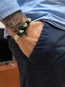 bracciale da uomo elastico con pietre dure braccialetto bijoux fashion - Foto 1 di 6