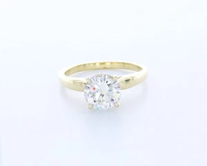 2.2CT Lab-Created Diamond D/VS1 Round Cut 18K Gold 6-Prong Basket Solitaire Ring - Picture 1 of 4