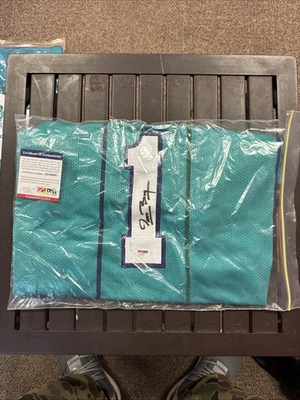 MUGGSY BOGUES CHARLOTTE HORNETS AUTOGRAPHED CUSTOM JERSEY PSA CERTIFIED Sz XL - Image 1 of 4