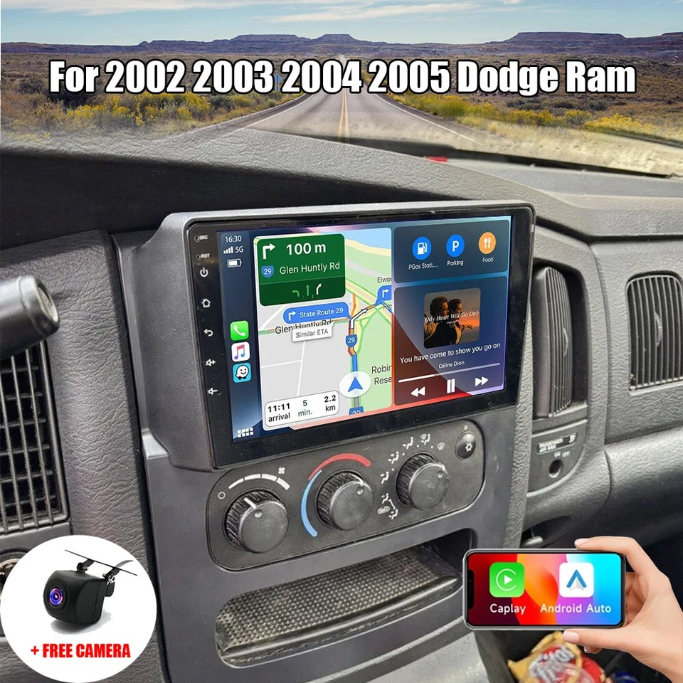 For 2002-2004 2005 Dodge Ram Radio Stereo Apple CarPlay Android 15 Navi FM GPS - Image 1 of 4
