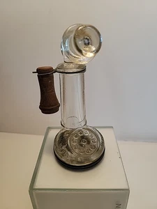 Candlestick Telephone Candy Container Victory Glass Co?Clear 1936 Vintage 4-3/4” - Picture 1 of 10