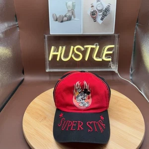 Cappello Vintage Y2K Walt Disney World Bambini Topolino Superstar On Fire Nero/Rosso - Foto 1 di 9