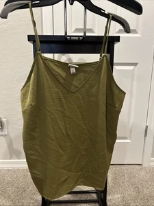A New Day Blouse Vneck Shirt Tank Camisole XL Green Career Adjustable - Picture 1 of 4