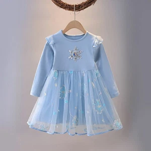 Prinzessin Kleid Kinder Elsa Kostüm Mädchen  Party Kleid Karneval Cosplay NEU - Bild 1 von 16