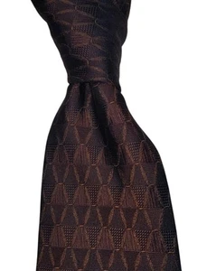 Robert Talbott Mens Brown Geometric Silk Necktie USA EUC - Picture 1 of 3
