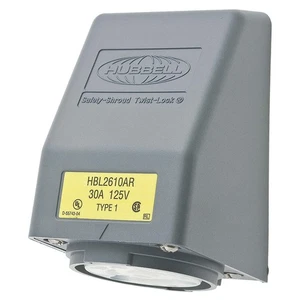 HUBBELL HBL2610AR Angl Lck Recpt,30 A;Gry;Vlx,L5-30R,1Gng 4CV17 - Picture 1 of 1