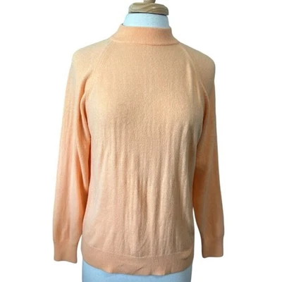 Suéter L para mujer vintage melocotón naranja modesto cuello alto cremallera Hampshire Studio Foto 1 de 4