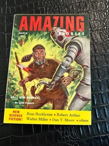 MARCH 1954 - AMAZING STORIES - science fiction pulp magazine ROBOT COVER - Picture 1 of 1