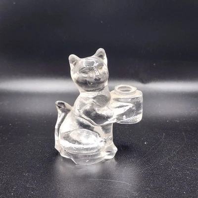 Mini Candelabro Cónico Biedermann Gato Gatito Gatito Estatuillas de Vidrio Transparente Foto 1 de 4