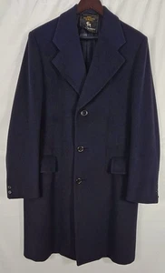 PERFECT Men's Hart Schaffner & Marx Silver Trumpeter 100% Cashmere Overcoat Navy - Picture 1 of 17