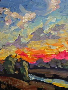 Oil Painting Small Art Impressionism Style Palette Sky New Canvas Deco Hawkins - Picture 1 of 8