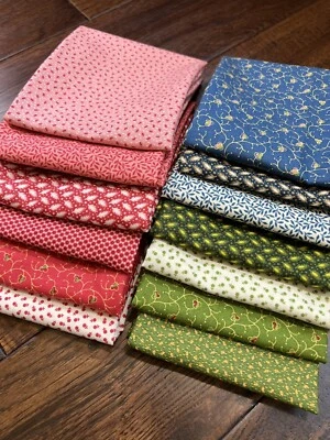 Blue Hill Fabrics-Pomegranate-Reproduction 1800-1850 Vintage - 13 Fat Quarters - Image 1 of 4