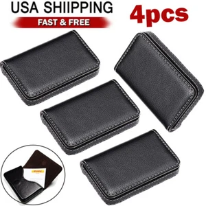 4 PU Leather Business Card Holder Case Wallet - Pocket ID Credit Card Storage - Picture 1 of 9