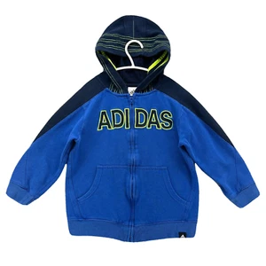 Adidas Hoodie Boys 7 Blue Black Full Zip Sweater Sweatshirt Outdoors Kids Youth - Picture 1 of 13