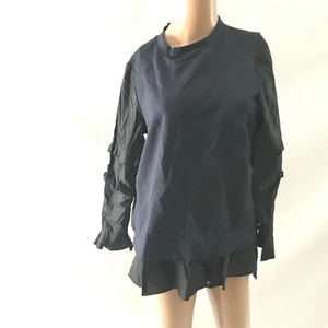 Peace Of Cloth Women's Size S US Bridgette Top Black Navy Blouse Shirt 66T028 - Picture 1 of 9