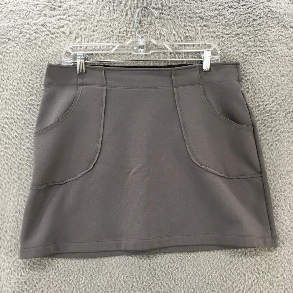 Athleta A-Line Mini Short Skirts Womens Large Grey Flat Front Side Pocket Casual - Image 1 of 4