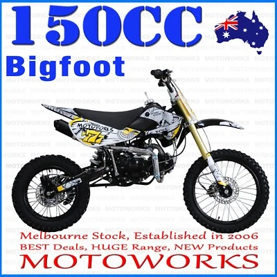 MOTOWORKS 150CC bigfoot OIL COOLED DIRT TRAIL PIT MOTOR 2 WHEELS PRO BIKE YELOW - image 1 of 4