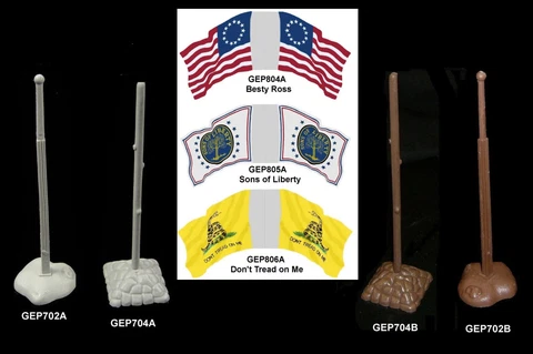 MARX Rev War  flags, flag poles & bases Besty Ross playset plastic toy soldiers Cover