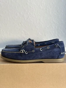 Polo Ralph Lauren Para Hombres Merton Azul Gamuza Barco Zapatos Cuero Sin Cordones Talla 8D - Imagen 1 de 6