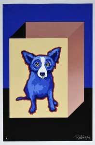 George Rodrigue Blue Dog Blue Label Silkscreen Print Signed Numbered Artwork - Picture 1 of 4