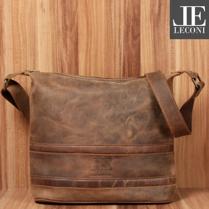 LECONI Umhängetasche Schultertasche Damentasche Leder vintage braun LE3076-vin