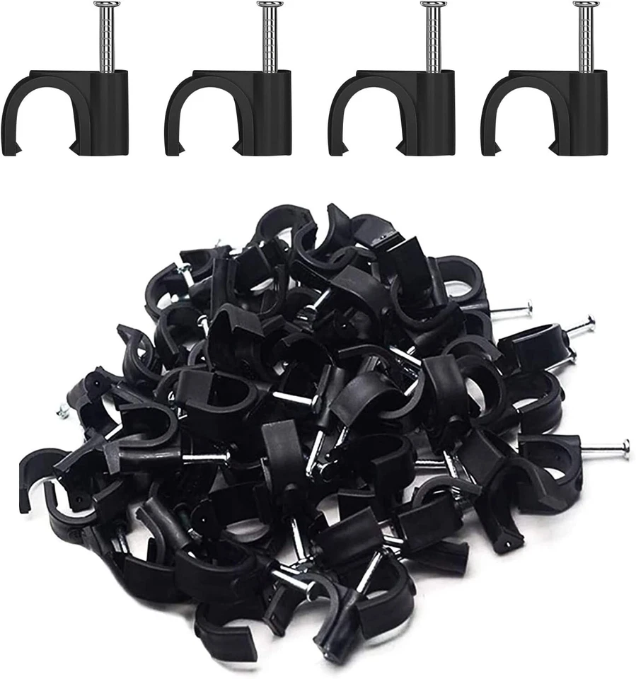 Nail in Pipe Clips Black- 15mm, 22mm -  various quantities! - Image 1 of 1