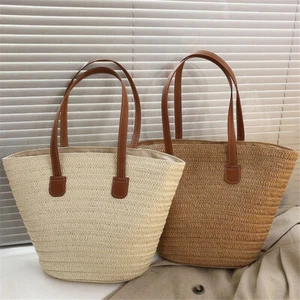 Women Woven Handbag Summer Beach Tote Straw Bag Shoulder Bag Large Capacity - Picture 1 of 14