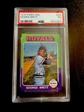 1975 Topps Mini #228 George Brett Kansas City Royals RC Rookie HOF PSA 7 NM