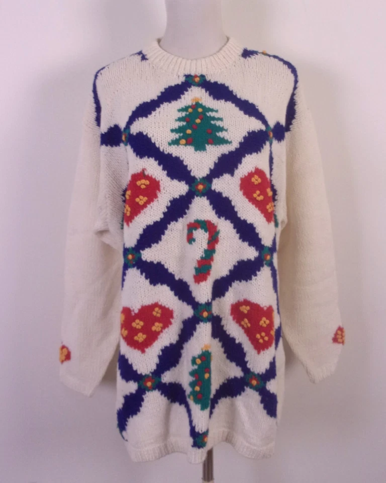 Suéter De Colección Años 80 90 Karen Scott II Grueso Tejido Feo Navidad Pixelado 2X Foto 1 de 4