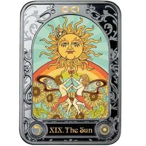 Moneda de prueba The Sun Tarot 2022 color plata pura negra Camerún Casa de la Moneda de Polonia - Imagen 1 de 8