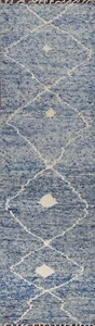 Geometric Modern Moroccan Berber Oriental Runner Rug Handmade Plush Wool 3x12 - Picture 1 of 12