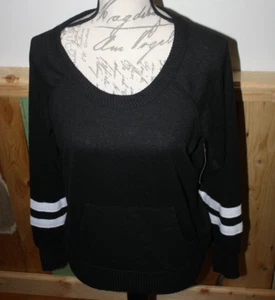 No Boundaries Black LS Cross-Over Keyhole Back Knit Sweater Sz S(3/5) Comfy NWT - Picture 1 of 10