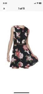 Disney Princess Girls Black Red Floral Dress Size Small Juniors Sleeveless Roses - Picture 1 of 4