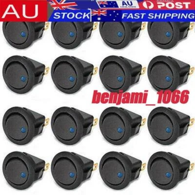10x Blue LED Light Toggle 12V Car Boat Truck Round Rocker ON/OFF Round Switch AU - image 1 of 4