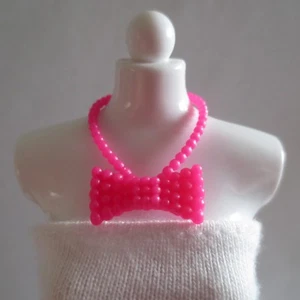 NEW Barbie Fashionista Doll Pink Bow Necklace Jewelry Accessory - Picture 1 of 2