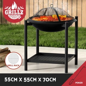 Grillz Fire Pit Charcoal BBQ Cooking Grill Outdoor Camping Fireplace Steel - Picture 1 of 8