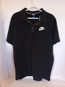 Nike Polo Mens XL Short Sleeve Black Golf Swoosh Logo Chest Activewear - Picture 1 of 6