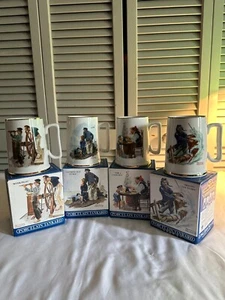 SET OF 4 LONG JOHN SILVERS MUGS NEW IN BOX NORMAN ROCKWELL'S SEAFARER COLLECTION - Picture 1 of 14