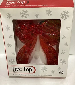 Vintage Christmas Tree Topper Red Acrylic Glass Bow/20 Red Lights w/Orig Box - Picture 1 of 8