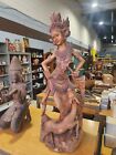 Goddess Singing Garden Solid Wood Carved Sculpture  Bali Indonesia Zenda