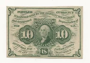 1862 Fractional Postage Currency 10 Cents Paper Note George Washington JAME - Picture 1 of 2