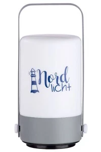 Tischlampe Laternen NORDLICHT mit Leuchtturm H. 19,5cm weiß grau Gilde - Bild 1 von 2