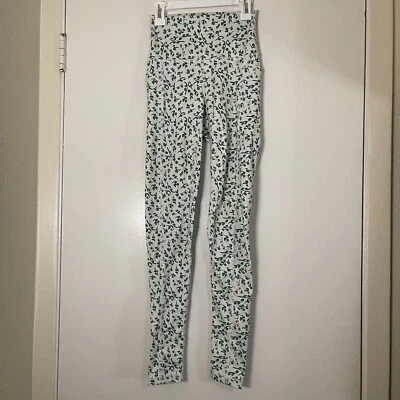 Leggings esportivas ECHT cintura alta verde floral videiras com bolsos tamanho XS - Imagem 1 de 4