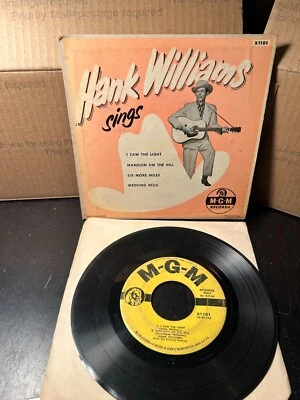HANK WILLIAMS SINGS 45 EP RECORD YELLOW LABEL MGM X1101 1955 pic sleeve ps - Image 1 of 4