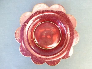 Antique Cranberry Blown Glass Plate with Polished Pontil and Gold Trim - Picture 1 of 7