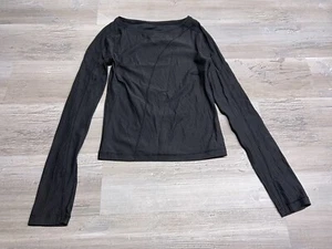 Lululemon Long Sleeve Top Women's Size Small Black Semi-Sheer Stripe Shirt Top - Picture 1 of 7